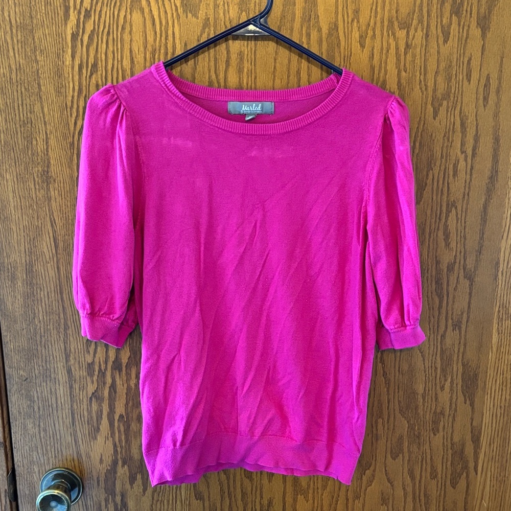 Marled short sleeve sweater
